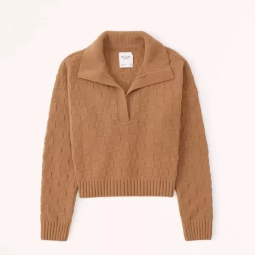 Abercrombie & Fitch brown checkerboard stitch sweater